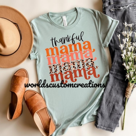 Tops - Thankful leopard print Mama tee